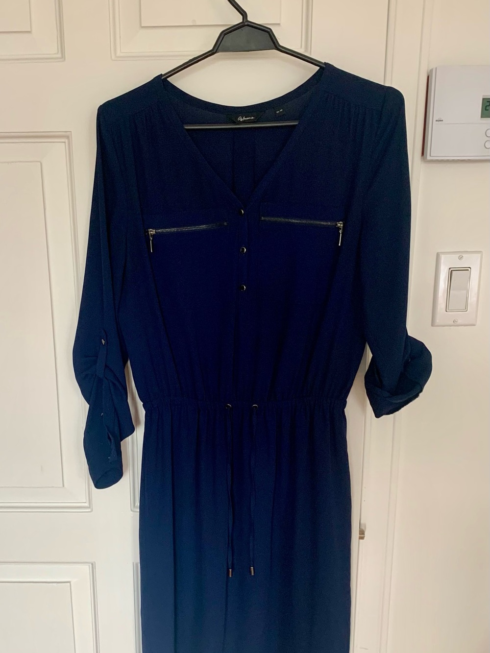 🍬3/20🍬Reitmans Navy Blue Long Sleeve Drawstring Shirt Dress